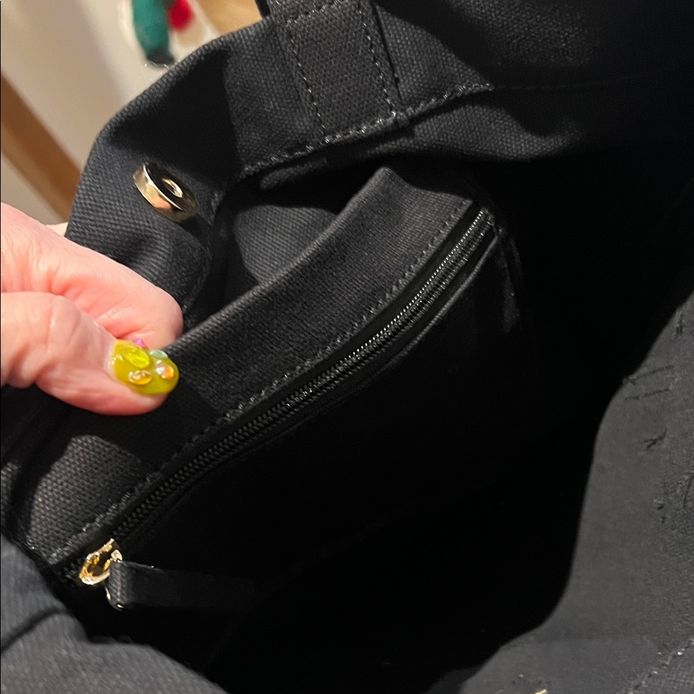 Violet Ray NYC Black Christmas Tote with Colorful Pom-Pom Trees - Picture 10 of 14